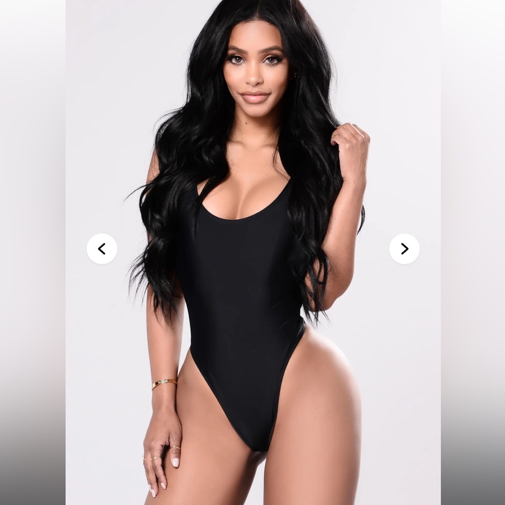 Fashion Nova Black Cut It High Swimsuit